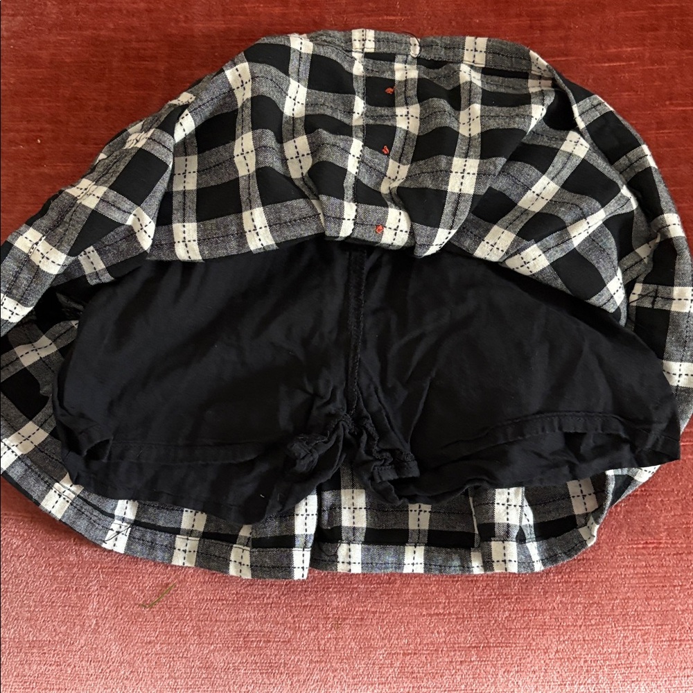 Sweet Honey Plaid Black White Child’s Skirt w/ built-in shorts 100% cotton 5 - Picture 3 of 4